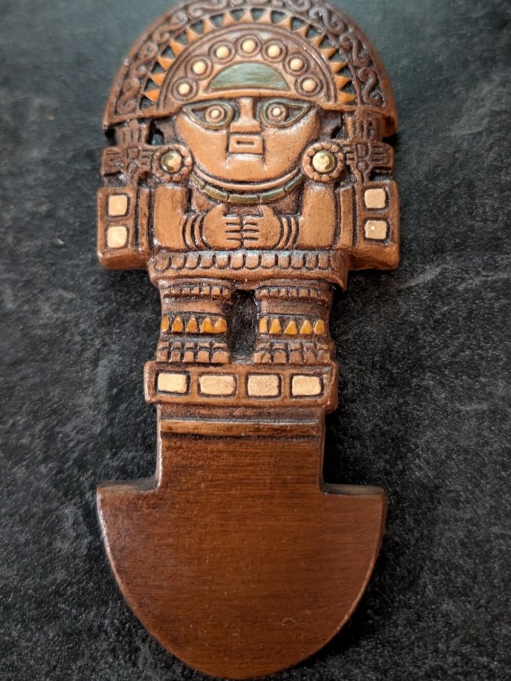 Vintage 4" Miniature Ceramic Peruvian Tumi Pendant / Small Wall Hanging